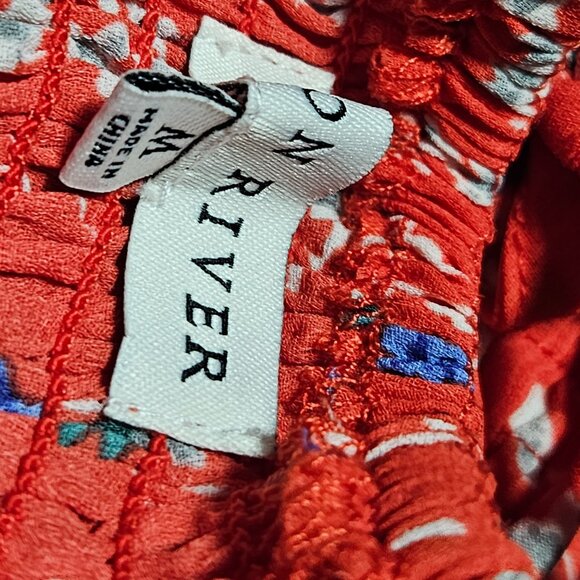 Anthropologie Moon River Red Floral Top Womens Size Medium Ruffle Sleeveless - Picture 7 of 7